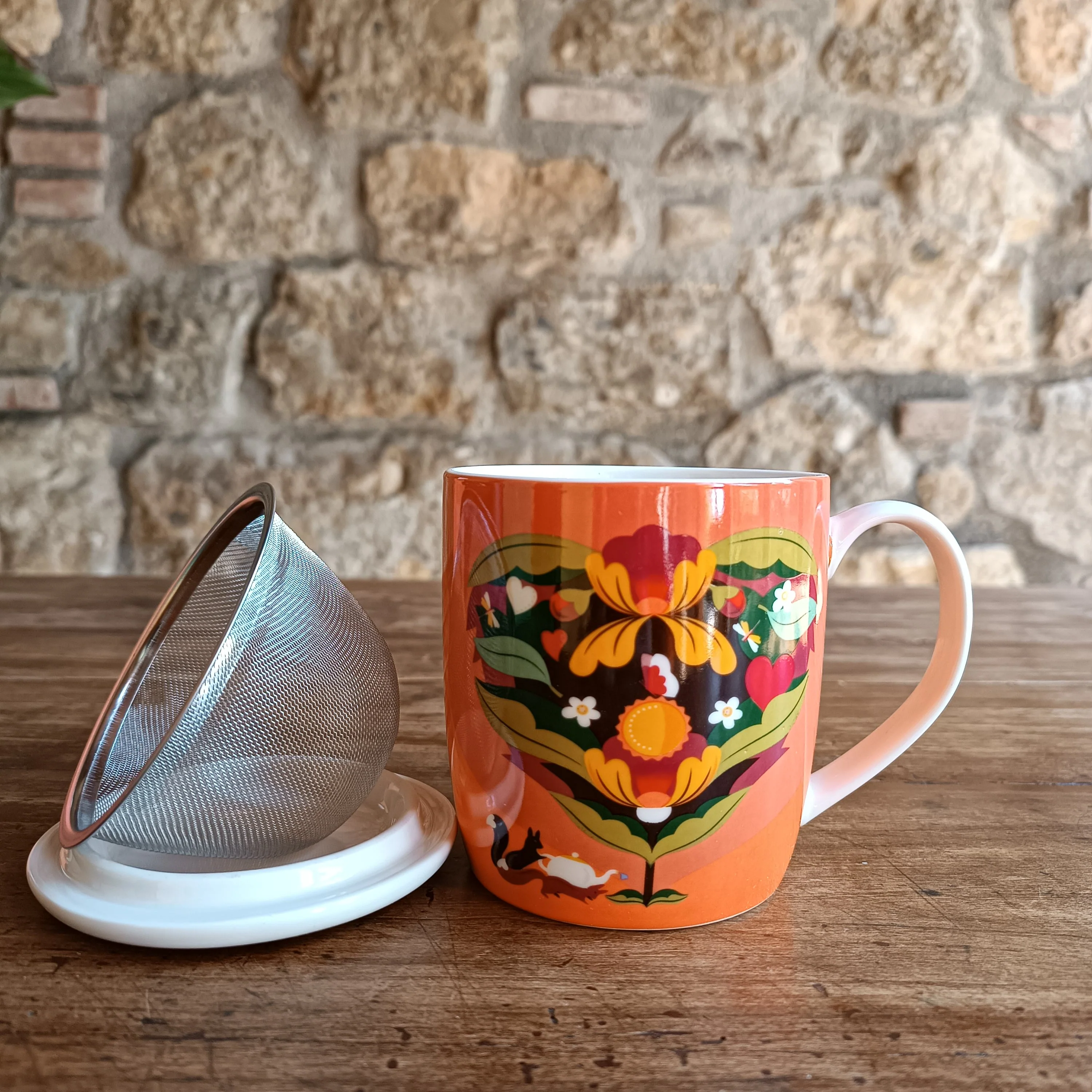Tazza infusiera in ceramica con filtro e coperchio per tisane e infusi - Coltivar l'amore - Image 2