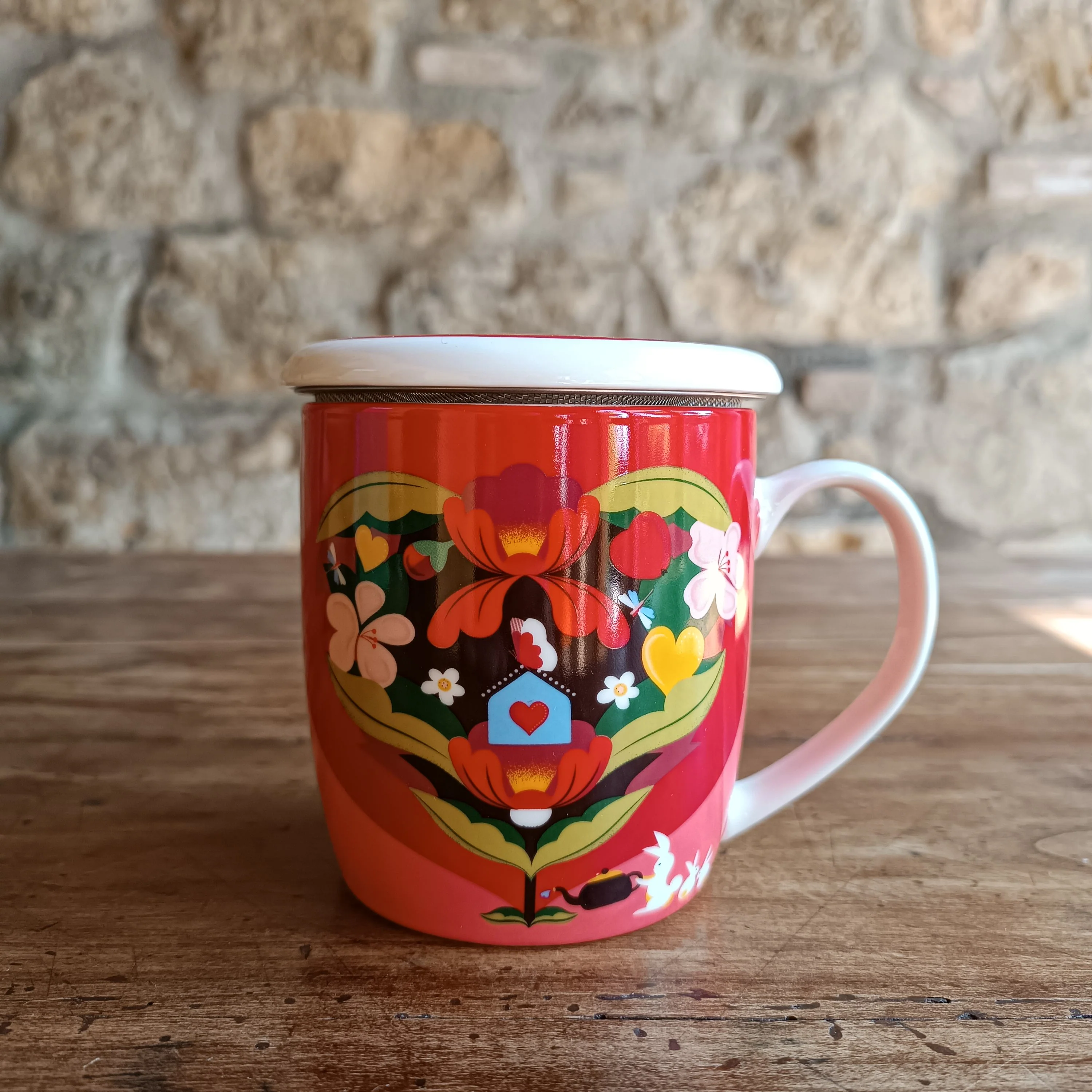 Tazza infusiera in ceramica con filtro e coperchio per tisane e infusi - Coltivar l'amore - Image 3