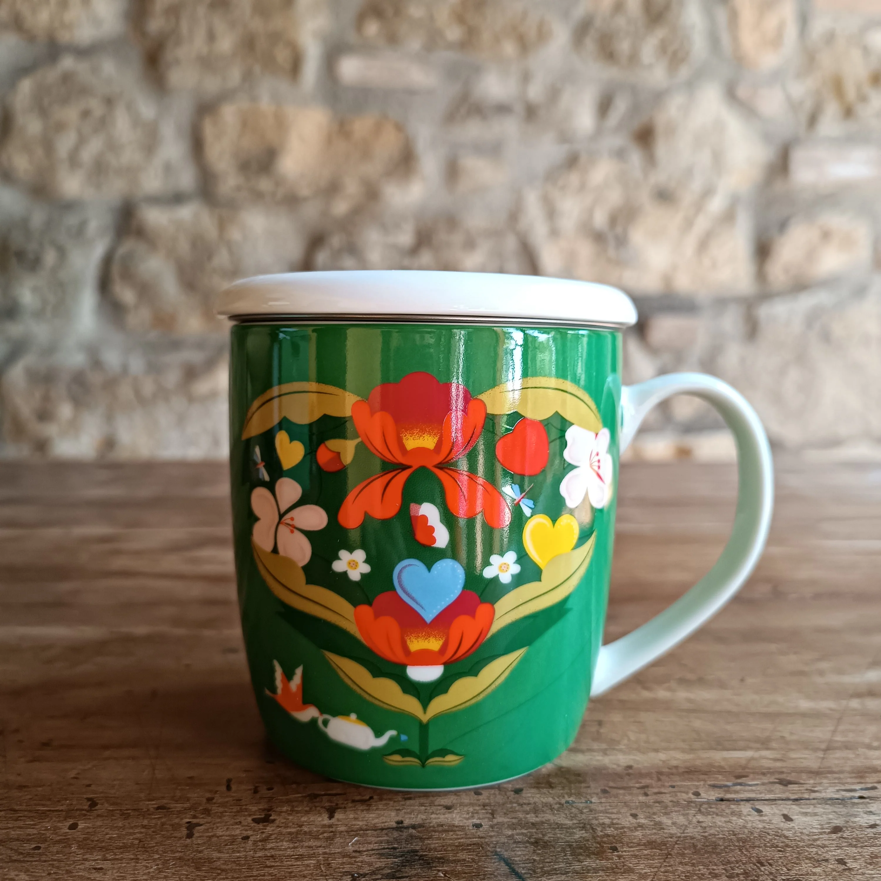 Tazza infusiera in ceramica con filtro e coperchio per tisane e infusi - Coltivar l'amore - Image 5