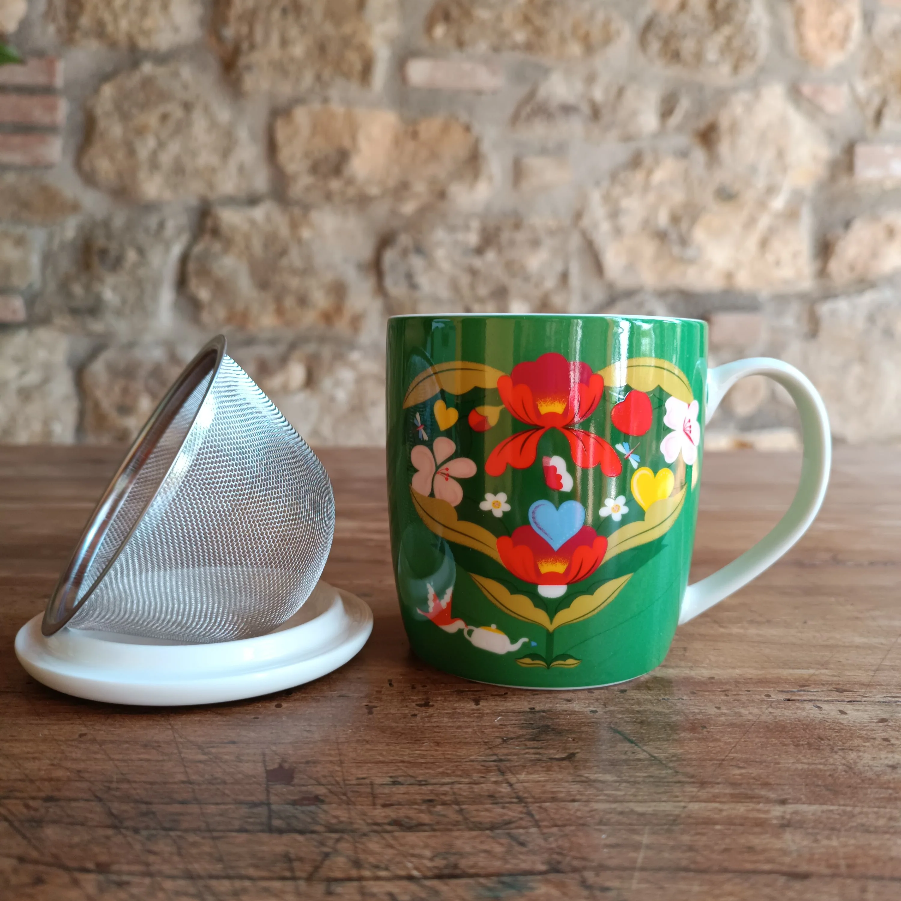 Tazza infusiera in ceramica con filtro e coperchio per tisane e infusi - Coltivar l'amore - Image 6